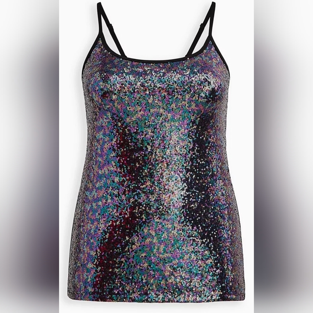 Torrid Black Cotton-Spandex Sequence Top